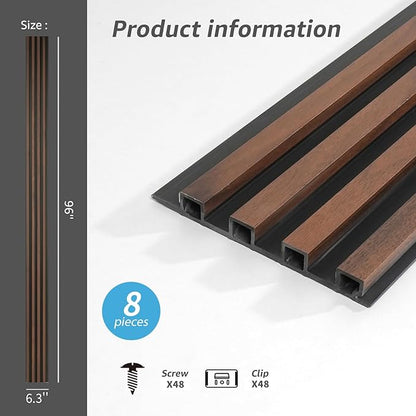 Art3d 8-Pack WPC Wood Slat Wall Panel