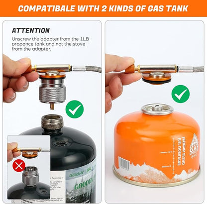 Odoland 3500W/6800W Windproof Camp Stove Camping Gas Stove with Windscreen, Fuel Canister Adapter, Piezo Ignition for Outdoor Backpacking Hiking and Picnic
