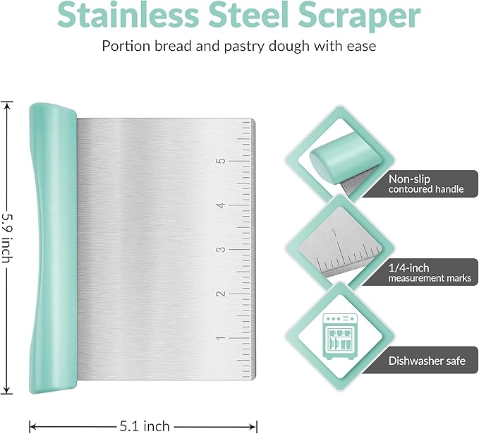 Upgraded 304 Stainless Steel Multi-Purpose Bench Scraper