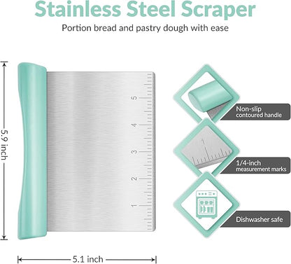 Upgraded 304 Stainless Steel Multi-Purpose Bench Scraper
