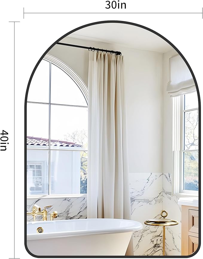 GLASHOM 30"x40" Black Arched Mirrors