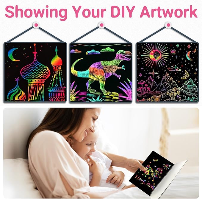 ZMLM Scratch Paper Art Craft: 2 Pack Rainbow Scratch Set for 3 4 5 6 7 8 9 10 Years Old Girls Boys Students Drawing Coloring Black Magic Art Supplies Kits Gifts School Birthday Party Toys(Classic)