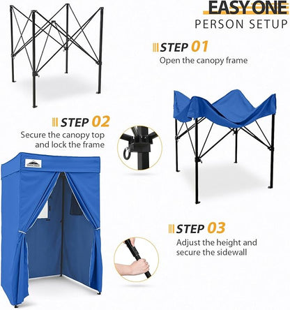 EAGLE PEAK Flex Compact 4x4 Pop-up Canopy Changing Room, Portable Privacy Dressing Room for Indoor Fashion Photoshoots, Camping, or Pool, Blue