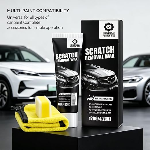 Scratch Remover for Vehicles - Car Paint Scratch Remover with Sponge & Wipe, Car Scratch Repair Kit for All Color, Auto Detailing Polish for Light to Deep Scratches (2 PC)