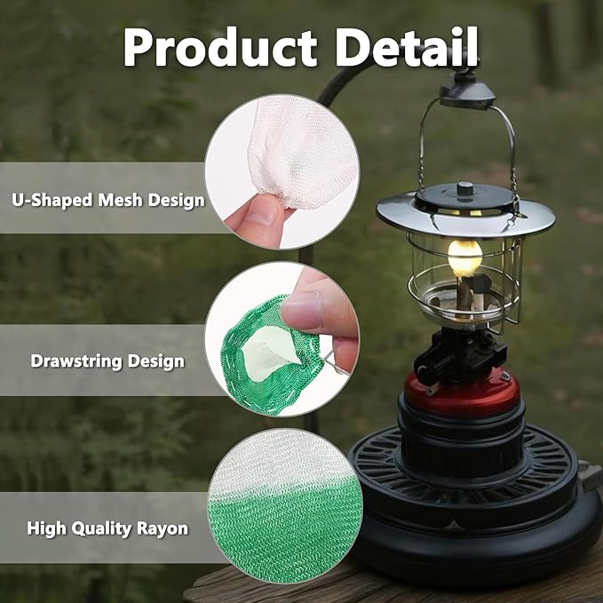 Lantern Mantles, Camping Lantern Mantles for Propane Lantern U Shape String Tie Mantles for Gas Lamp Mantles Gas Lantern Covers for Fueled Lighting for Outdoor Camping Lantern Natural - 12PCS