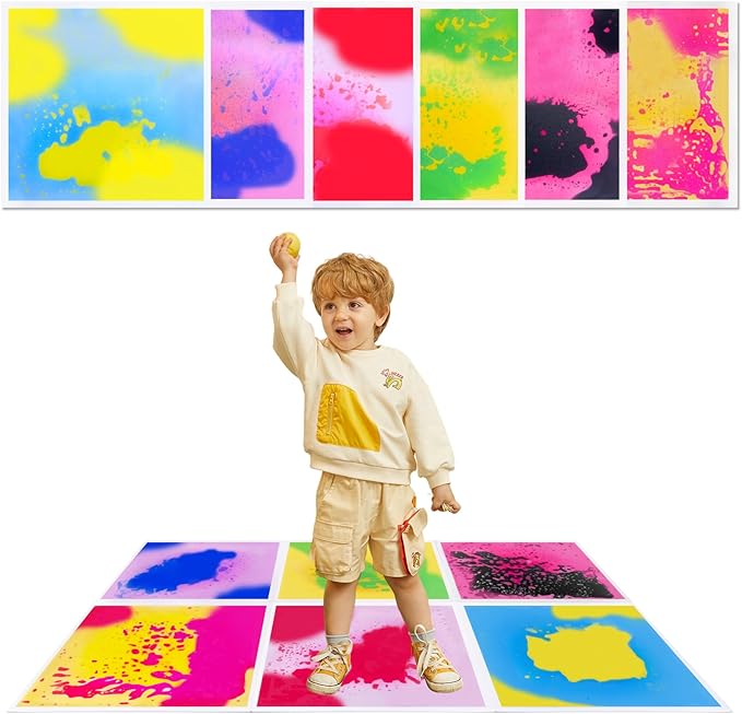 Liquid Lava Tiles for Kids： 11.8x11.8 in Educational Play Mat with Non-Slip Base Develop Motor Skills & Creativity for Children 3-12 Years（6PTFG1