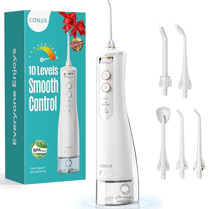 COSLUS Portable Water Flosser for Teeth: 10 Pressure Settings Professional