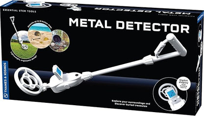 The Thames & Kosmos Metal Detector Essential STEM Tool for Kids | Detects Metal 6” Deep, Lightweight & Ergonomic Design w/Adjustable Arm Length | LCD Screen w/Audio Feedback, Accurate Explorations