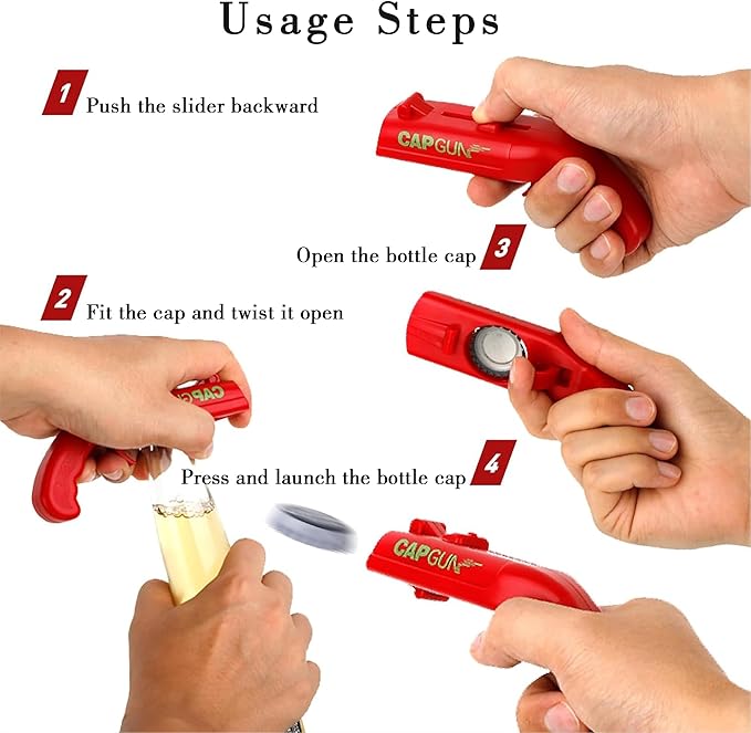 Bottle Opener with Cap Launcher – Funny Shooting Gun