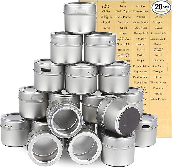 Juvale 20-Pack Magnetic Spice Jars