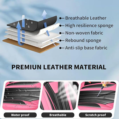 Fit Renegade Car Seat Covers for Jeep Renegade 2015-2024 -Full Set Premium Leather, Waterproof & Breathable，All-Weather Seat Cushion Protecto & Airbag Compatible, 5 Seats Pink&Black