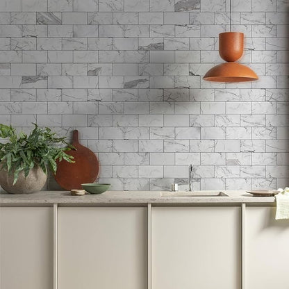 Vamos Tile 100-Piece Glossy Statury White Peel and Stick Backsplash Tile