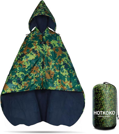 Waterproof Stadium Blanket, Fleece Camping Blanket Soft Warm Wearable Camp Blanket for Outdoor Camping, Picnic, Stadium, Sports, Beach, Car