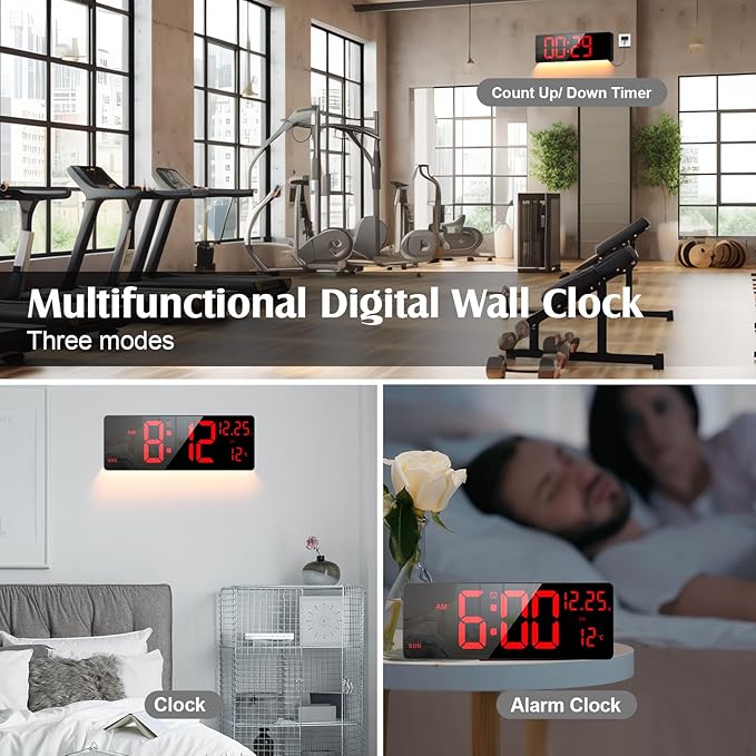 Xflyee 16.5" Large Digital Wall Clock