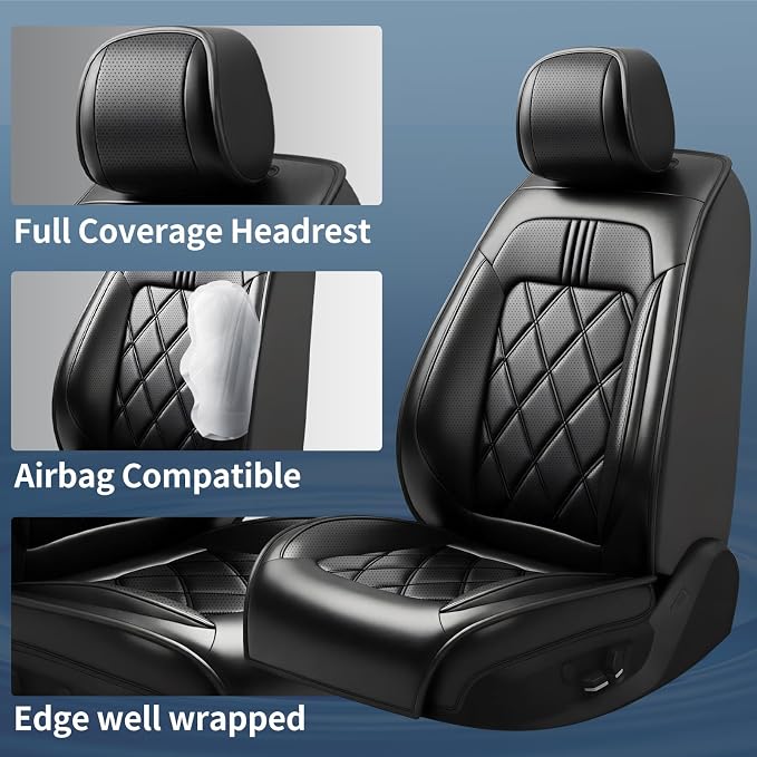 Impala Car Seat Covers Fit for Chevrolet/Chevy Impala 2014-2020, Full Coverage Leather Waterproof Breathable Seat Covers, Automotive Seat Protectors, Airbag Compatible, (5 Seats, Black)