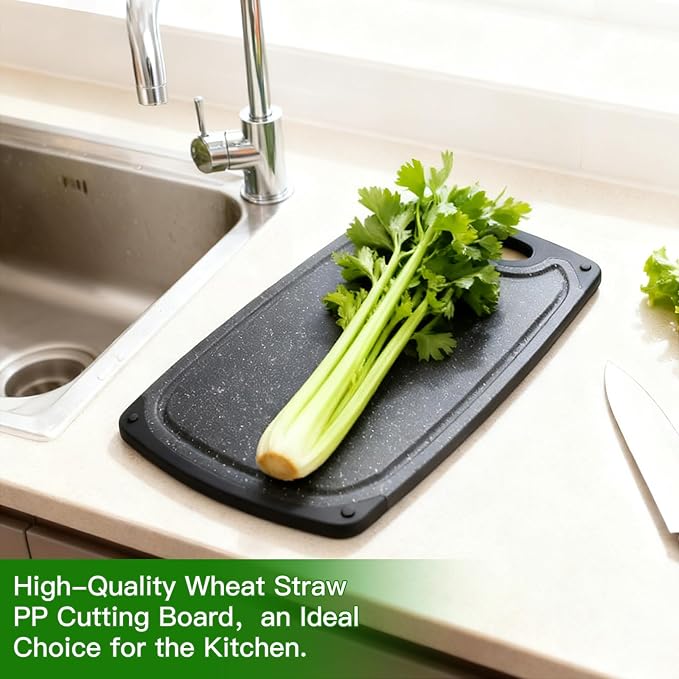Cutting Boards Set, 15.7"×9.4" & 12.5"×7.7" Plastic Chopping Board Set
