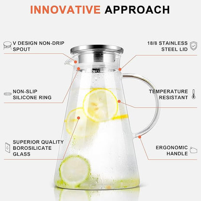 SUSTEAS 2.0 Liter 68oz Glass Pitcher