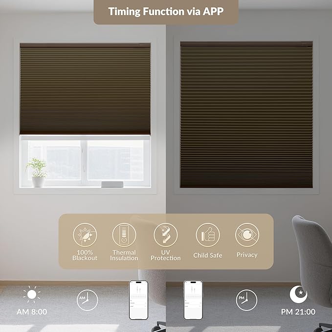 Boolegon No Drill Motorized Cellular Blinds