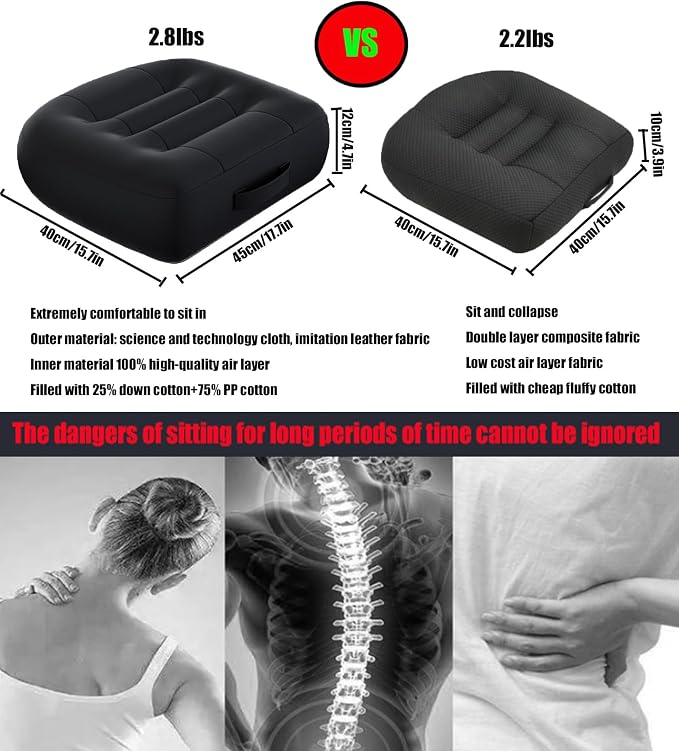 drivers seat booster cushion for adults/Car Booster Seat for Short Drivers/Increase The Field of View by 12cm/ 4.7in,Improve comfort，Ideal for suitable for car/office/home/wheelchair/Black
