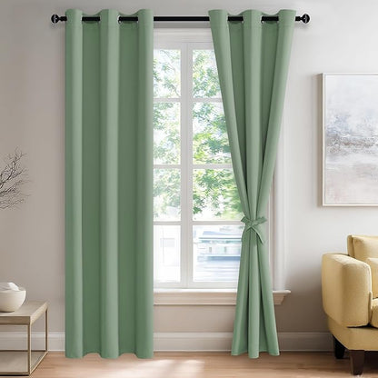 JIUZHEN Light Sage Blackout Curtains
