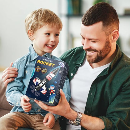 Rocket Launcher for Kids, Self Launching Motorized Air Rocket Toy, Outdoor Toys for Ages 8-12, Model Rockets with Parachute Safely Land, Spaceship Launch up to 200 ft Birthday Gifts for Boys