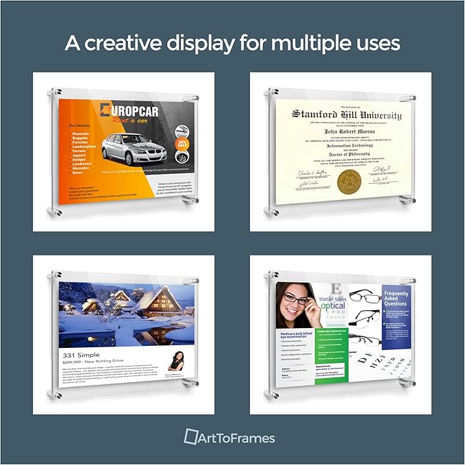 ArtToFrames 22x28 Inch Double Panel Floating Acrylic Picture Frame comes