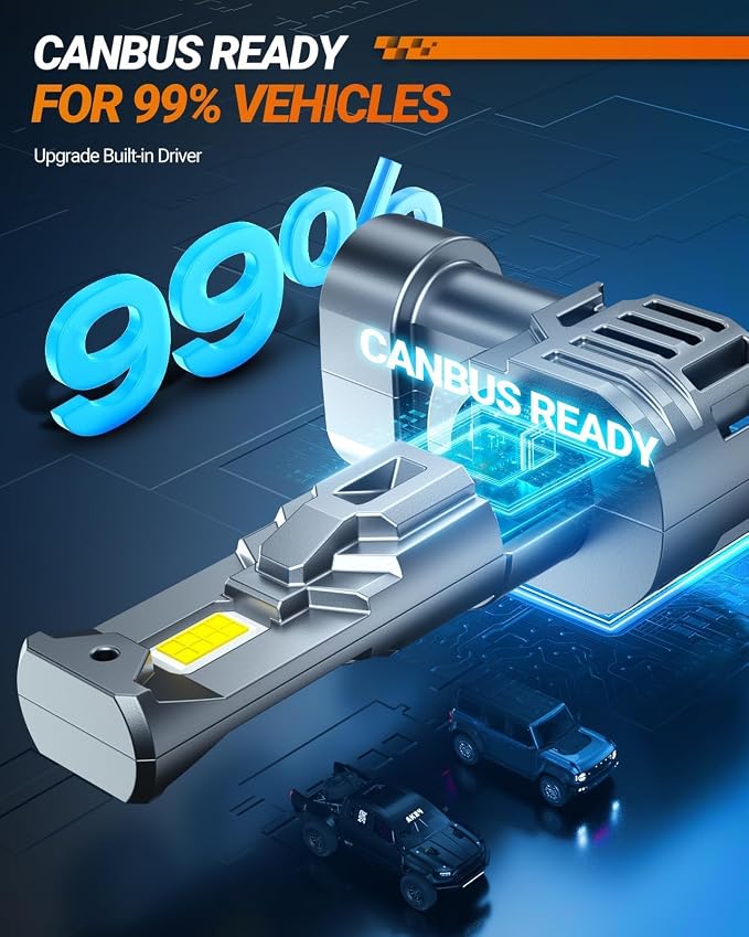 SEALIGHT 9005 H11 LED Bulbs Combo, 80000LM 10X Super Bright 6500K White, HB3 H8/H9/H16 Fog Headlight, 1:1 Real Size Plug-N-Play Pack of 4