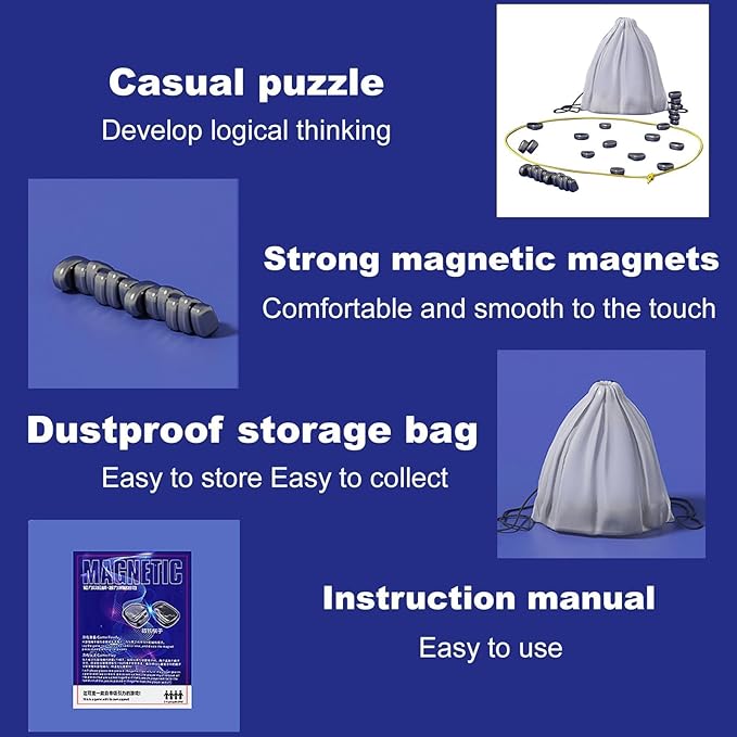 Magnetic Chess Game,Magnetic Chess Game with Stones,Magnetic Chess Strategy Game for Kids and Adults,Family Board Games Set, Party Travel Desktop Magnetic Strategy Game