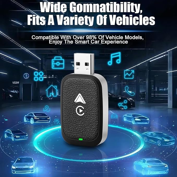 Wireless Carplay Adapter for Ford Transit 2017 2018 2019 2020 2021 2022 2023 2024 2025 2026, 2 in 1 Android Auto/Carplay Wireless Adapter Auto Reconnect Accessories,Black