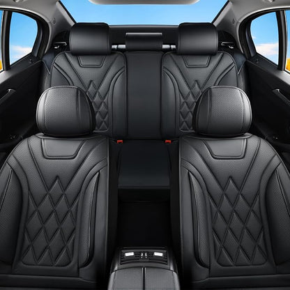 Car Seat Covers Compatible with Hyundai Ioniq 2017-2025 2026 - Full Set 5 Seats Luxury Leather All-Weather Seat Cushions & Protectors, Waterproof & Breathable, Airbag Compatible (Black)