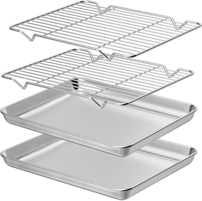 Wildone Baking Sheet with Rack Set, Stainless Steel Cookie Pan baking Tray with
