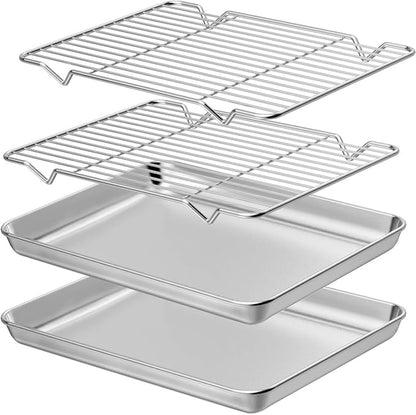 Wildone Baking Sheet with Rack Set, Stainless Steel Cookie Pan baking Tray with