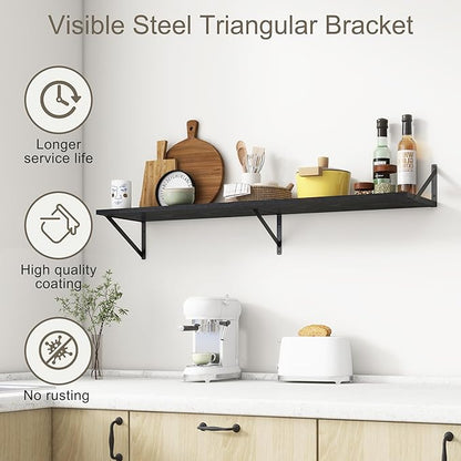 12 Inch Deep Floating Shelves, Deep Wall Shelves Bracket Set of 2, Large
