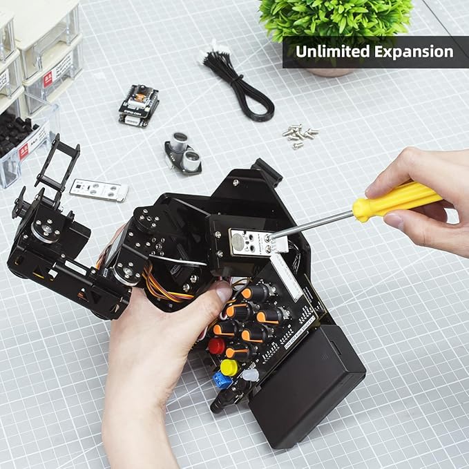 Robotic Arm with Arduino 5DOF/Axis AI Smart Robot Arm Open Source STEM Educational Building Robotics & Engineering Kits, Science/Coding/Programming Set, miniArm Starter Kit