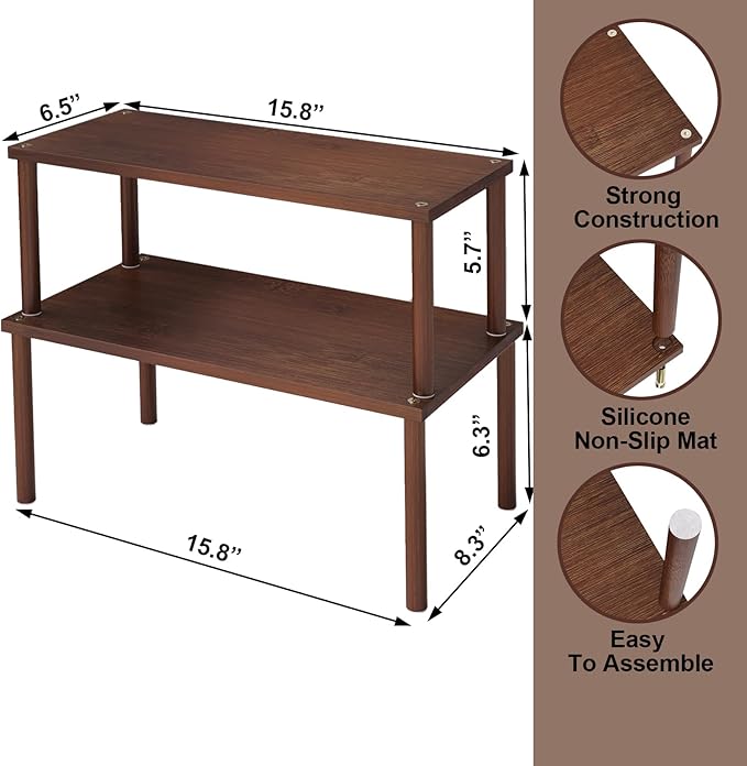 VERTORGAN Cabinet Organizer Shelf, Kitchen Counter Shelves, Bamboo Spice Rack
