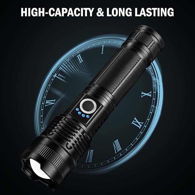 Led Flashlights High Lumens Rechargeable 2 Pack, 99000 Lumen Super Bright Fashlight with 5000ɱAh ?attery, Waterproof Powerful Flash Light Multifunctional Flashlights for Home Camping Hiking