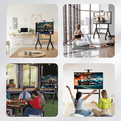 Sylvox Rolling TV Stand for 43-55 Inch Outdoor TVs, Mobile TV Cart Floor TV