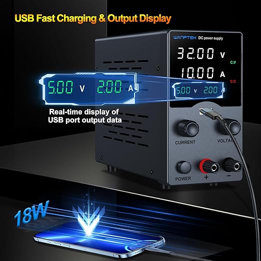 Wanptek DC Power Supply Variable 30V 10A, Bench Power Supplies