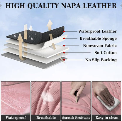 Coverado Car Seat Covers, Car Seat Covers Front Seats, 2-Pack Front Seat Cover, Nappa Leather Waterproof Seat Covers, Car Seat Protectors, Automotive Seat Covers Universal Fit for Most Vehicles