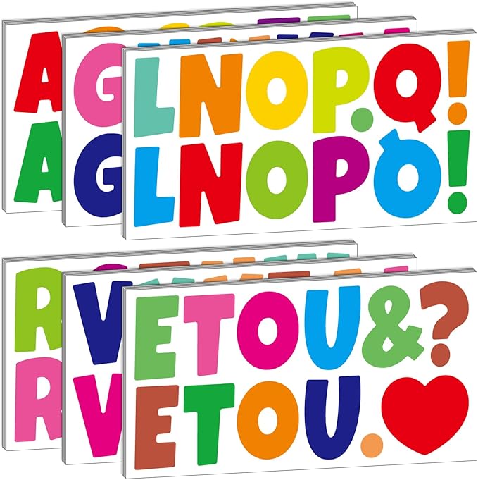 Bemeol 288 Pcs Bulletin Board Letters 24 Sheets 2.5 Inch Self Adhesive Vinyl Alphabet Stickers Letter for Poster Board Classroom School Home Decor(Colorful)