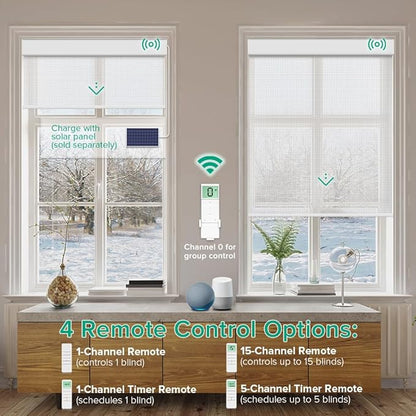 Kilonity Motorized Roller Shades, Light Filtering Remote Control Custom Window