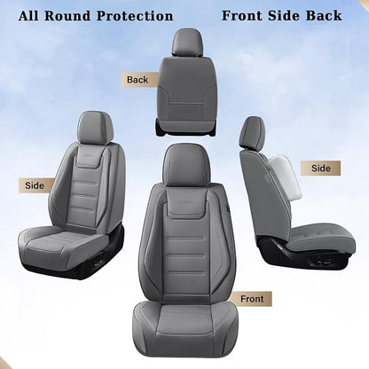 Coverado Car Seat Covers, Front Covers for Cars, Car Seat Cover Front Seats, Car Seat Protector Waterproof, Leather Car Seat Cushion, Universal Interior Covers Seat Protectors for Most Cars Gray