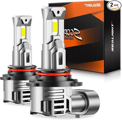 SEALIGHT 9005/HB3 Light Bulbs Combo, 50000LM 1000% Ultra Brightness, Real 1:1 Halogen Mini Size, 6500K Cool White, 60000Hrs Lifespan Pack of 2