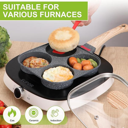 4-Cup Egg Pan, Premium Egg Pans Nonstick, Omelette Pan
