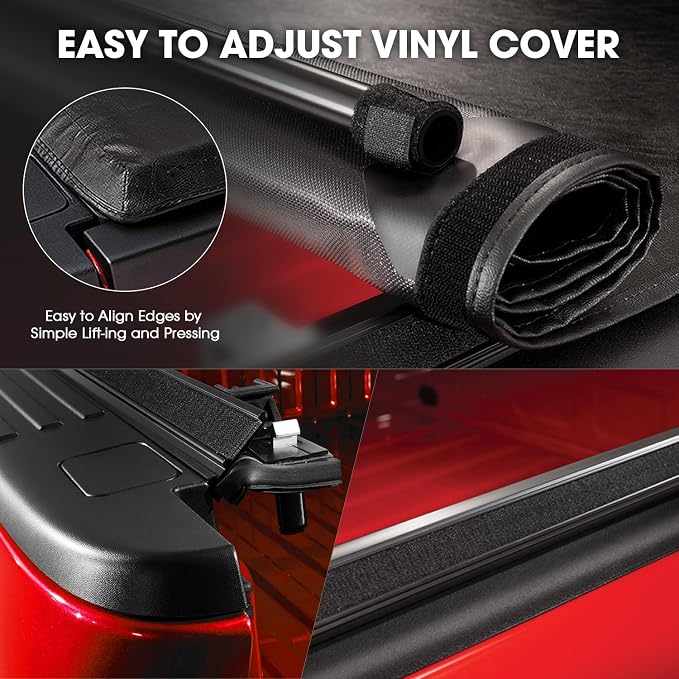 DNA Motoring TTC-RU-020 Soft Vinyl Roll-Up Tonneau Cover Compatible with 02-18 Dodge Ram 1500/19-23 Ram 1500 Classic 6.5Ft Fleetside Styleside Bed