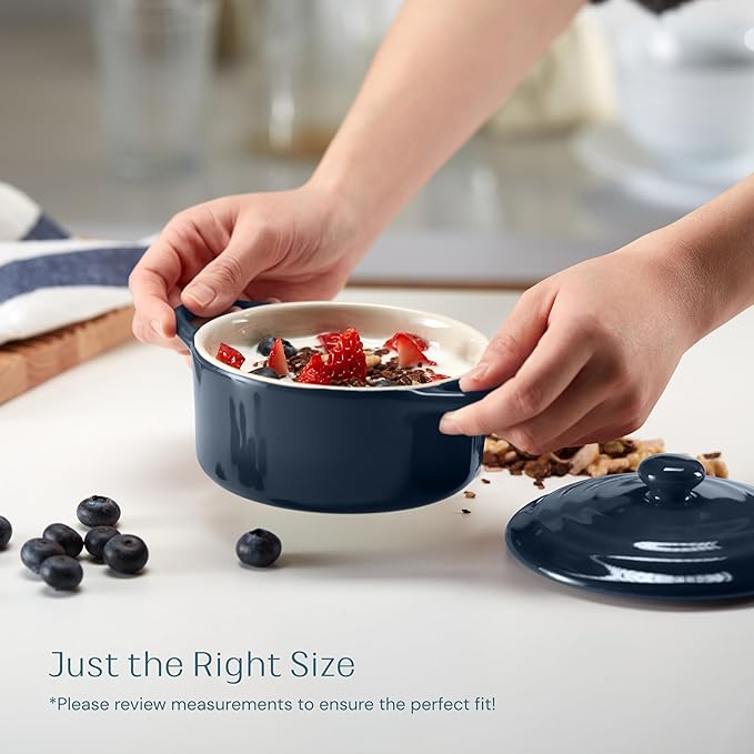 Kook Ceramic Mini Cocotte Set, Small Casserole Dishes