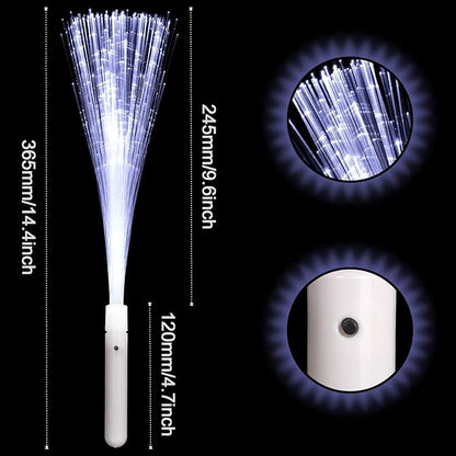 12 Pack White Glow Sticks Light Up Fiber Optic Stick Glow Wands Bulk with 3 Flashing Models for Christmas Halloween Birthday Wedding Bachelorette Concerts Clubs