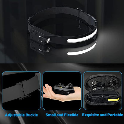LED Headlamp Rechargeable Flashlight, 2-Pack 230° Wide Beam Headlight with Motion Sensor, Lightweight, Weatherproof, 2 Light Source Head Lamp for Camping Hiking Running Outdoor - Adults and Kids