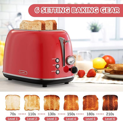 Toaster 2 slice, Retro Stainless Steel Toaster