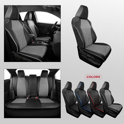 FREESOO for Toyota Corolla Seat Covers L LE 2020 2021 2022, Luxury Leather Seat Covers for Cars, Custom Fit Car Seat Covers, Waterproof Car Seat Cover Cushions Protector, Black Gray Full Set